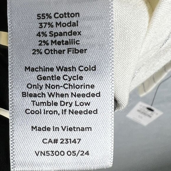 T by Talbots NWT Womens 1X Long Sleeve Metallic Striped Cowl Neck Top Nautical - Picture 15 of 16